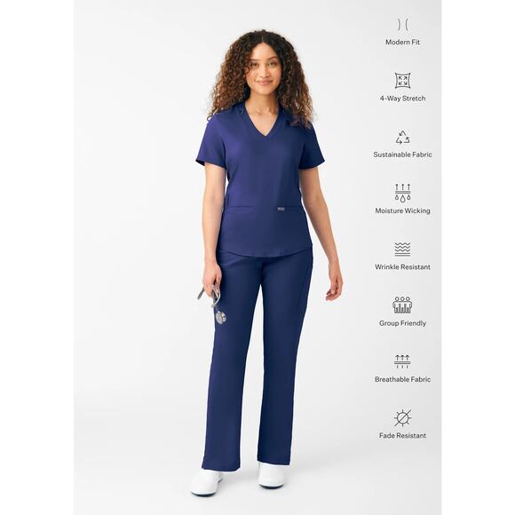 Landau Forward 5-Pocket Rib Knit Waistband Cargo Scrub Pant Navy/Blue Small NWT - Picture 1 of 7